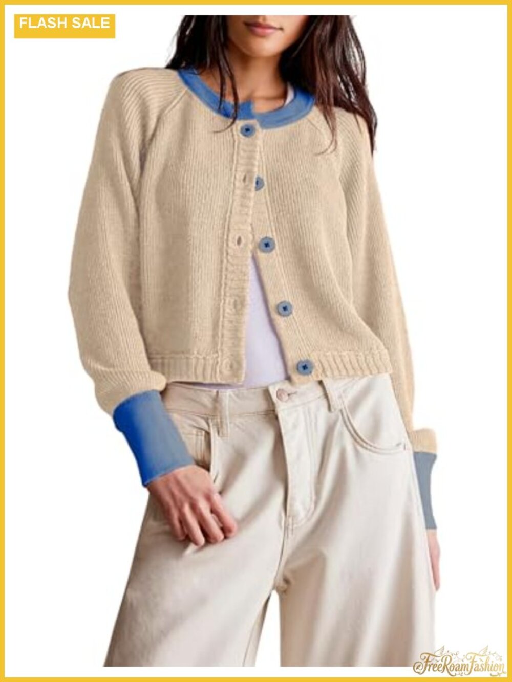 Women's Cropped Cardigan Long Sleeve Button Up Knit Sweater Outwear